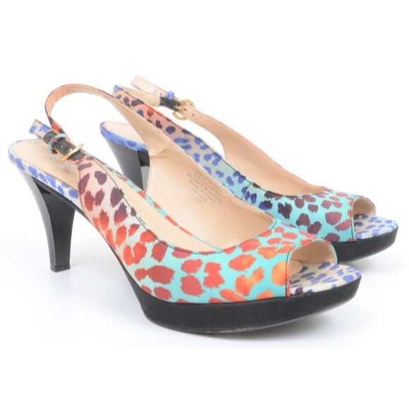 Nine West Jeopardy Rainbow Slingback Peep Toe Platform Heels Pump Women's 8.5 - Picture 2 of 9